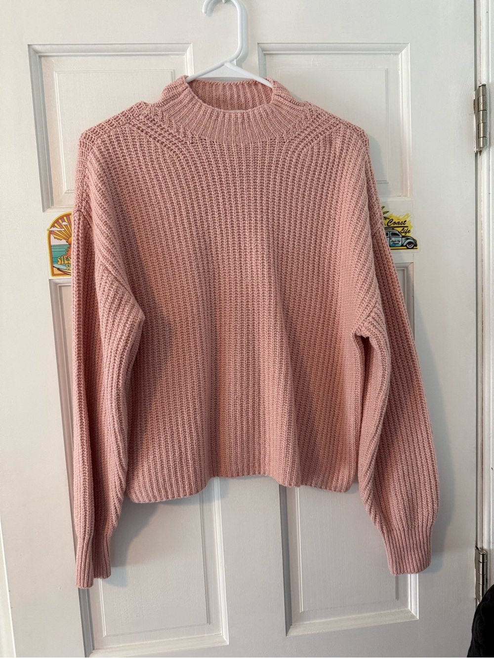 Old Navy Blush Pink Ribbed Mock-Neck Sweater
